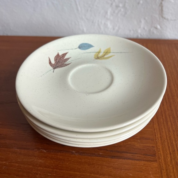 Franciscan Autumn Leaves 5 Saucer Plates Vintage MCM Pottery Mid Century Modern - Picture 2 of 9